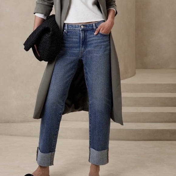 Banana Republic Cuff The Beau Jean Medium Wash Ankle length size 28/6 O73 - Picture 3 of 9